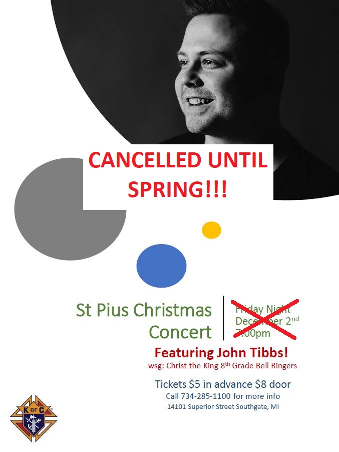 St. Pius Christmas Concert featuring John Tibbs CANCELLED/POSTPONED